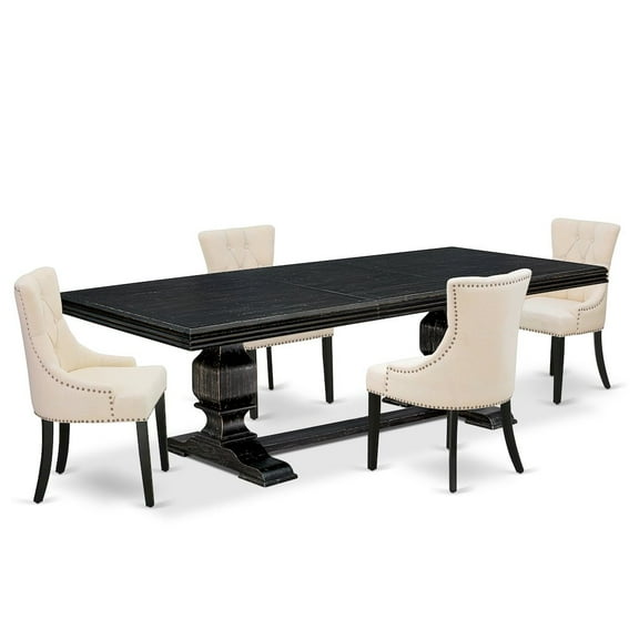 Luxe by East West Furniture 5 piece kitchen table set of a dining table & 4 dining chairs & black legs