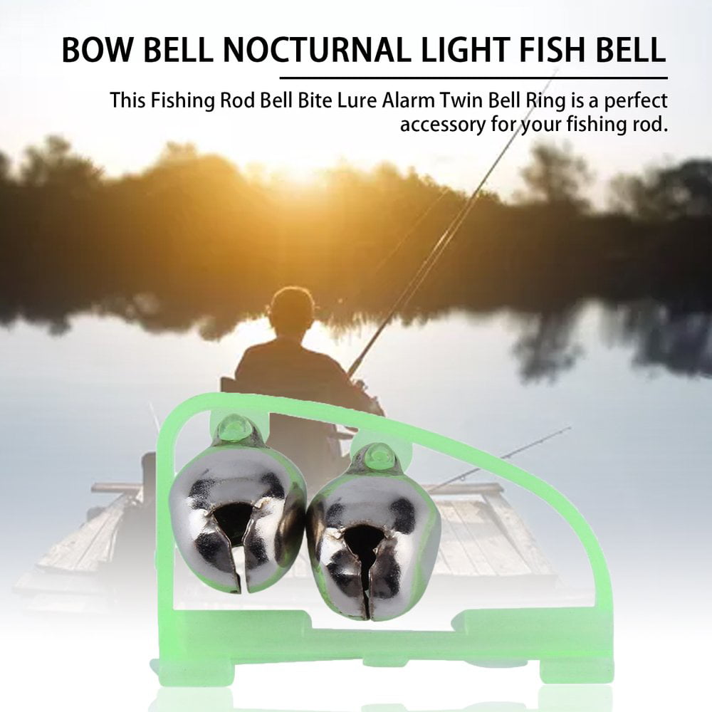 2pcs Plastic Rod Clip Fishing Bite Lure Alarm Alert Twin Bell Ring Glow in Night 