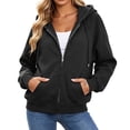 thumbnail image 5 of QIYAGBSA Hoodies for Women Zip Up Long Sleeve Hooded Sweatshirt with Drawstring Kangaroo Pockets Ribbed Cuffs Casual Fall Winter (Black, M), 5 of 5