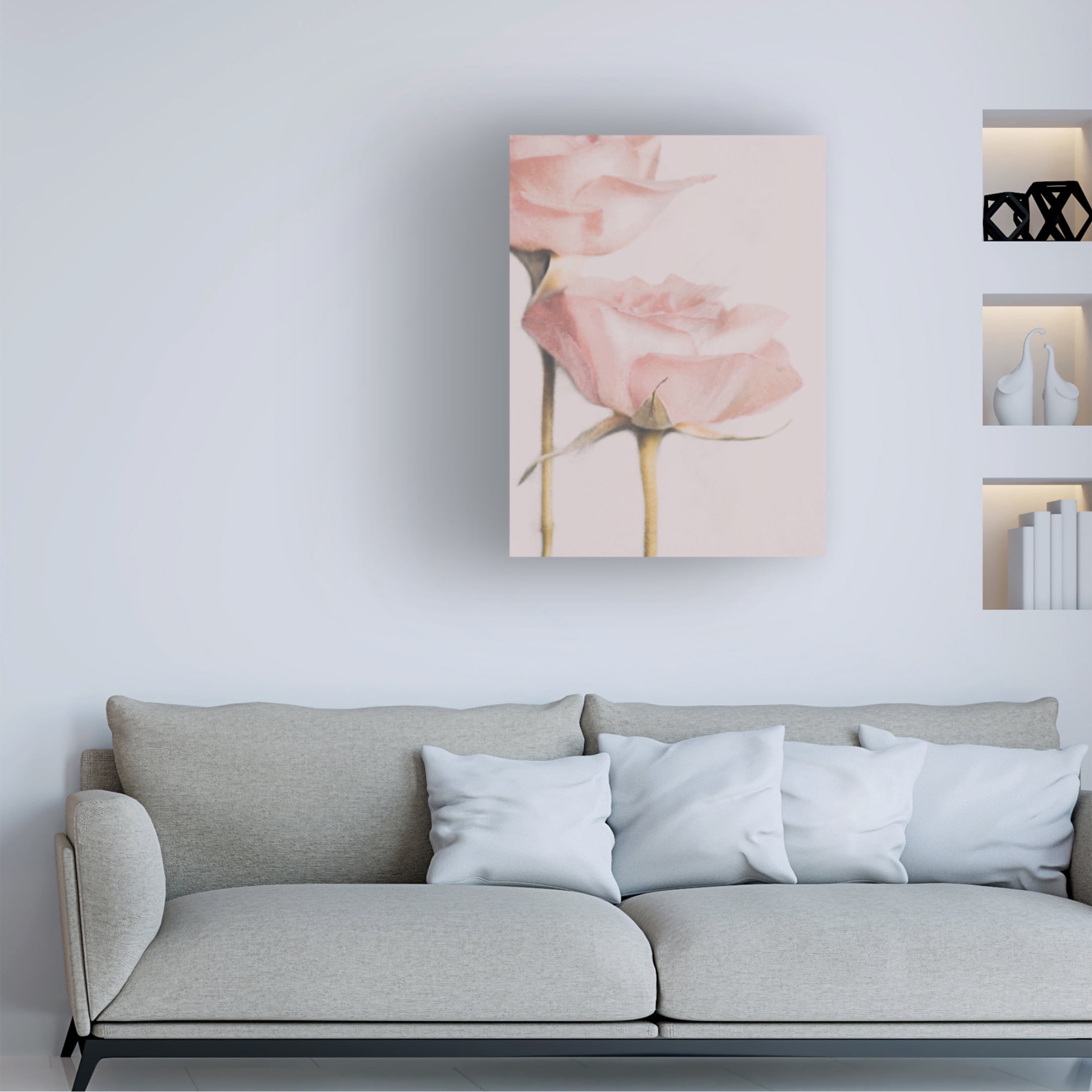 Canvas Wall Art - Delphine Devos 'Two Roses' Wall Art for Living Room, Bedroom, or Office Décor by Trademark Fine Art - 14 x 19 Inches