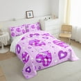 thumbnail image 4 of Manfei Cartoon Love Heart Full Size Comforter Sets for Teen, Dreamy Purple Stars Bedding Comforter Set, Buffalo Plaid Reversible Bedding Sets, Luxury Bedroom Decor, 3-Piece, 4 of 9