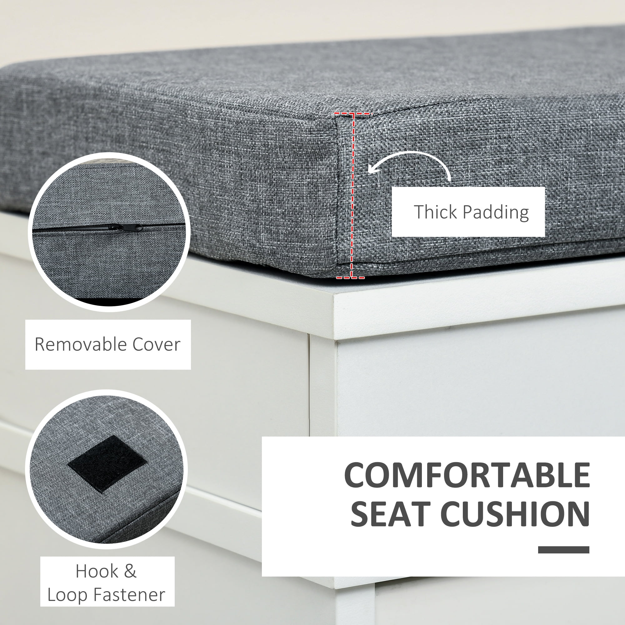 HOMCOM Modern Shoe Rack Bench for Entryway, Storage Organizer with Cushion, 2 Drawers, Adjustable Shelf, Holds 8 Pairs, White