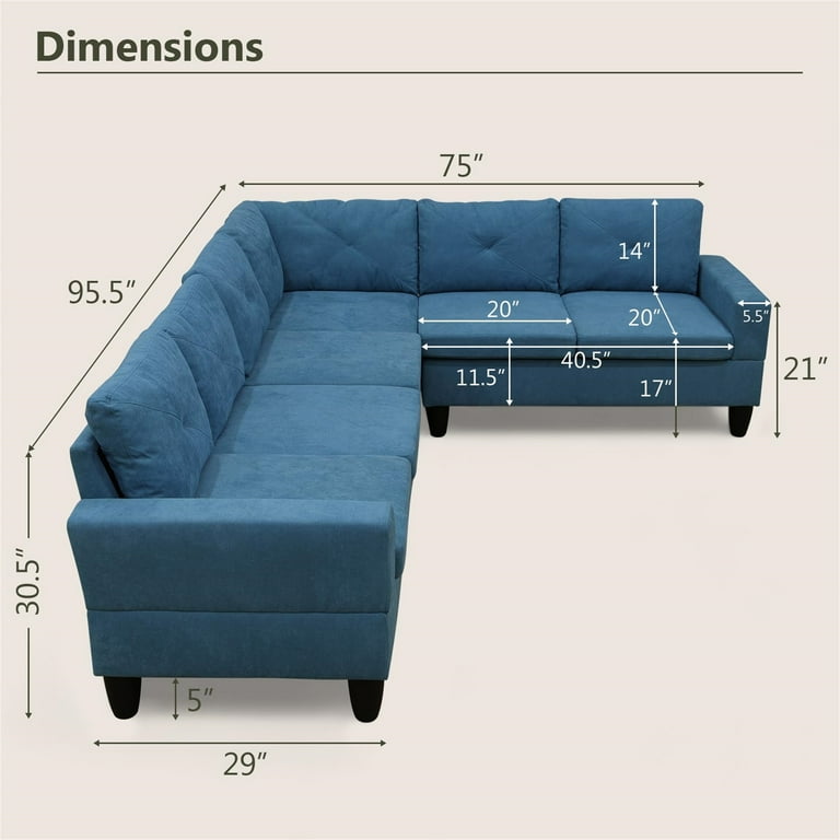 Aukfa 6-Seater L Shaped Sectional Sofa Flannel Fabric - Walmart.com