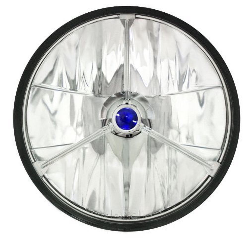 Adjure T70403 7" Wave Cut Blue Dot TriBar Motorcycle Headlight with H4
