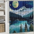thumbnail image 6 of Orinice Mountain Lake Trees Full Moon Bathroom Decor Set Colorful Luxurious Graphic Print Polyester Fabric Fashion with Hooks 69x72, 6 of 7