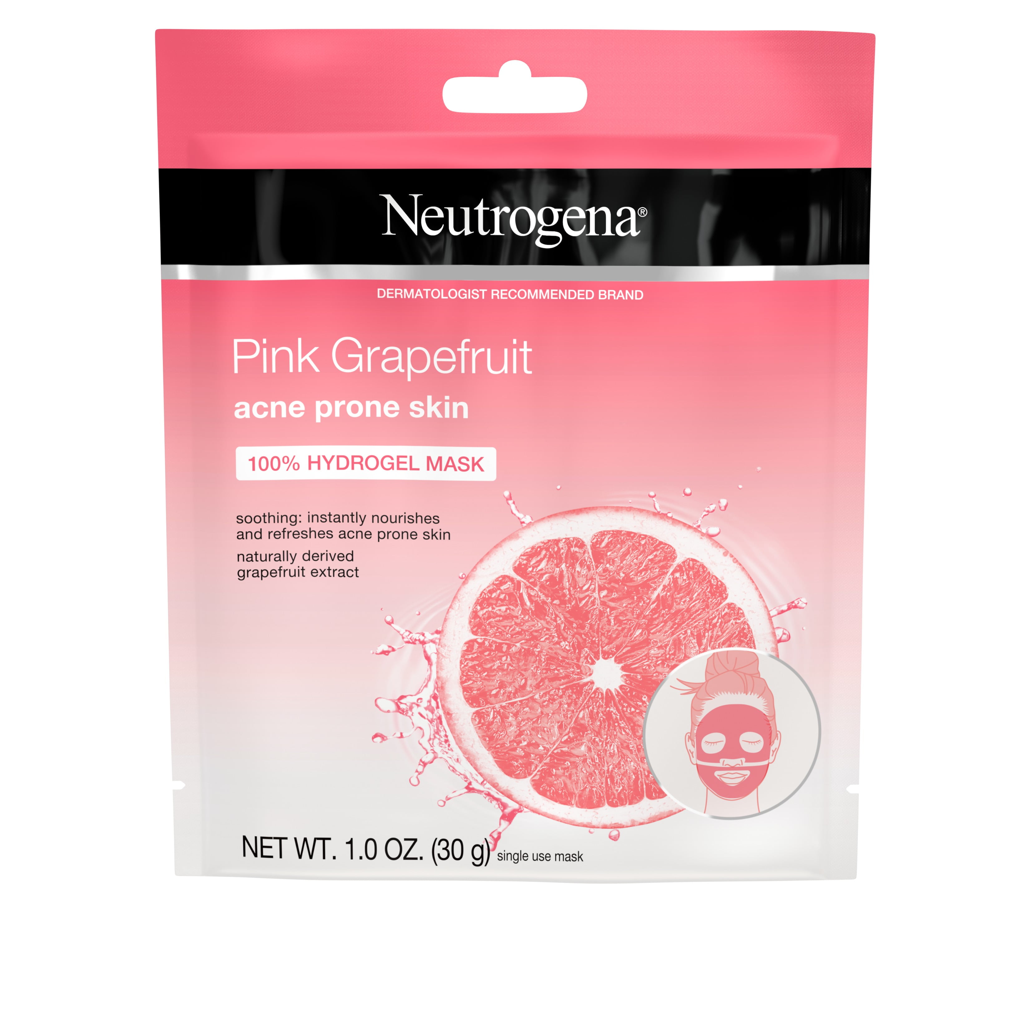 Neutrogena Pink Grapefruit Hydrogel Acne Sheet Face Mask, 1 ct