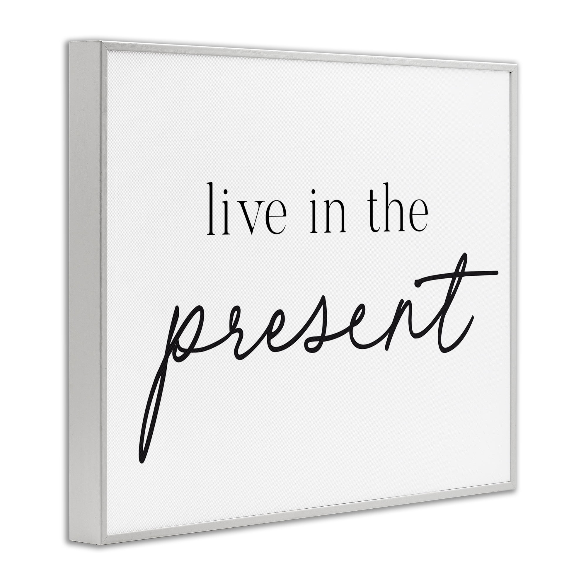 Live In The Present White Framed Giclee Art, design by Lettered and Lined