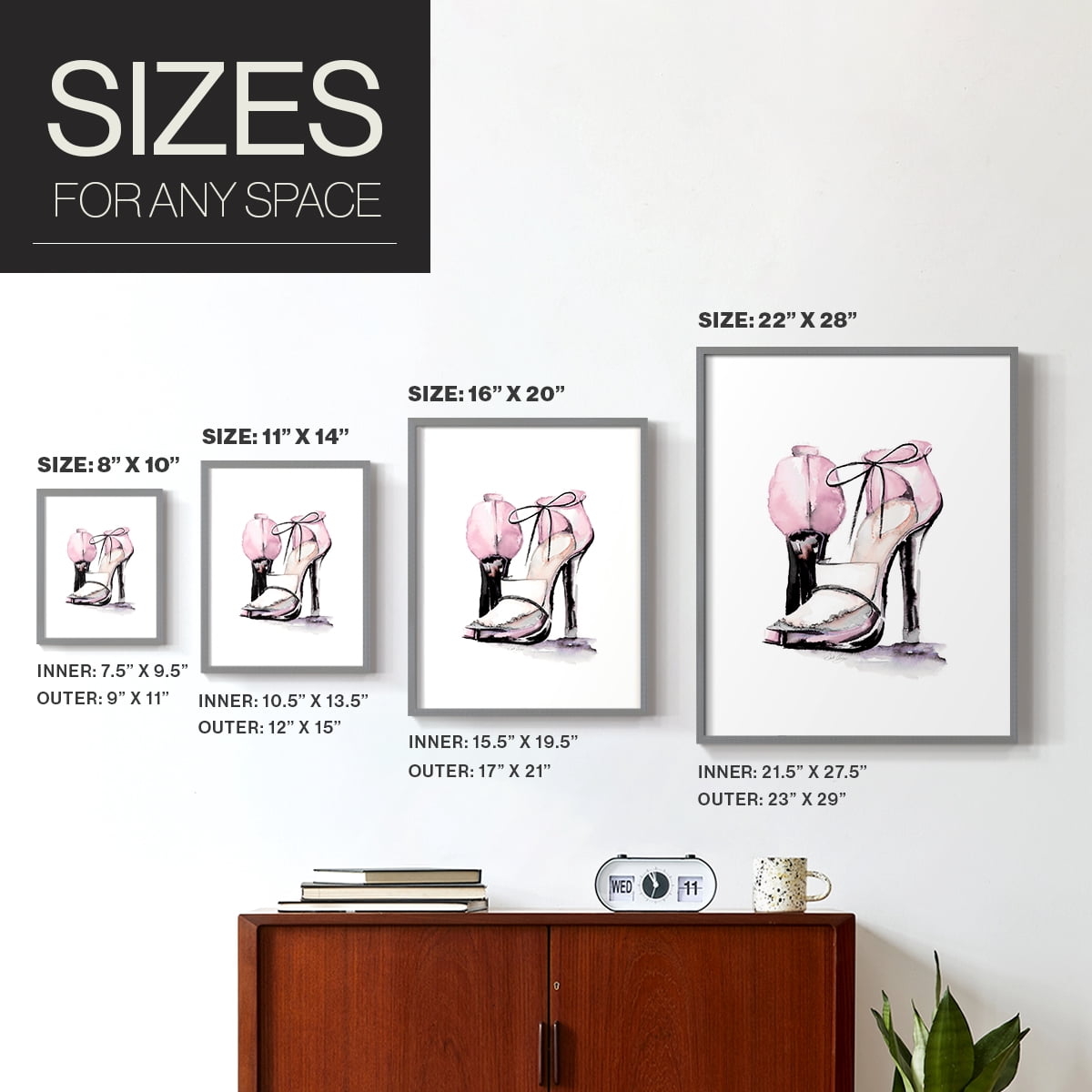 Loafer Heel in Gray Solid Wood 11 x 14 Framed Print