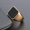 thumbnail image 4 of ORUYROP Solid Stainless Steel Mens Signet Ring Setting with Black Onyx / Turquoise Classic Band Rings Gift Size 7-13, 4 of 5