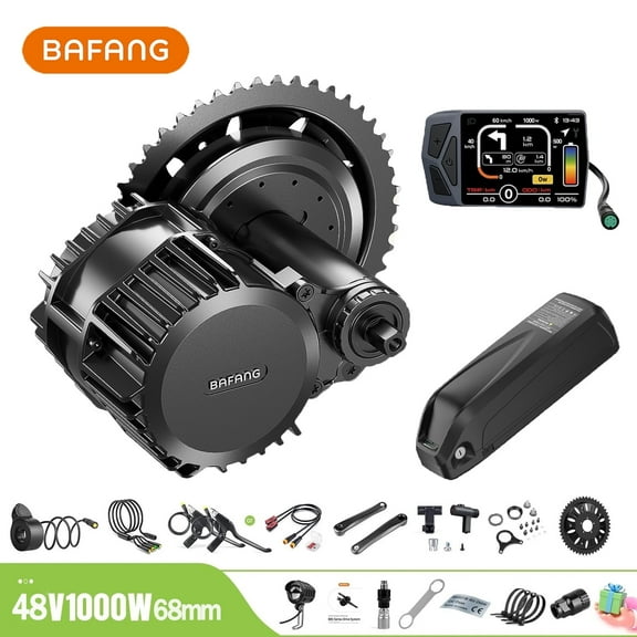 BAFANG Mid Drive Kit 1000W BBS-HD Electric Bike Conversion Kit 48V Ebike Conversion Kit for 68-73MM Mountain Bike Road Bike EKD01 Display and 48V13Ah Shark Battery