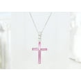 thumbnail image 2 of Colorful Cross of Faith Inlaid Pink Shell .925 Sterling Silver Necklace, 2 of 8