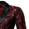 thumbnail image 4 of KEINXS Male Gold Jacquard Bronzing Floral Blazer Suit Men Single Button Jacket Wedding Party Stage Costume White L, 4 of 6
