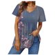thumbnail image 1 of Jean Corto Pantalones Cortos con Cuello en V Gradiente Impreso Manga Corta Superior de Poliéster, Blusa de Moda Casual para el Uso Diario Y las Salidas, 1 of 3