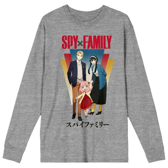 Spy X Family Forger Family Outing Art Crew Neck Long Sleeve Gray Heather Adult Tee-XXL