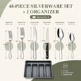 thumbnail image 3 of TINANA 48 PCS Silverware Sets with Organizer, Silver Flatware Set Set for 8, Premium Stainless Steel Cutlery Utensil Set with Steak Knives Forks and Spoons, Dishwasher Safe, 3 of 6