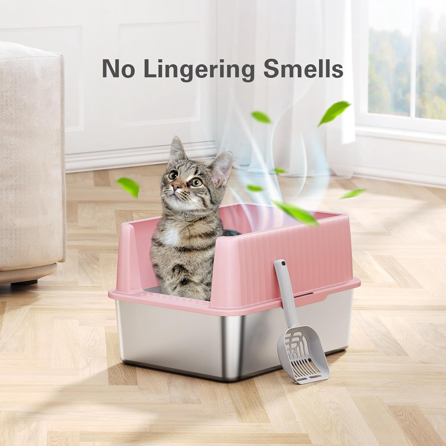 Stainless Steel Litter Box, Multi-Color Litter Box - High Sided, Small Metal Litter Box for Kittens - Easy to Clean, Leak-Proof, Non-Stick, Odor-reducing