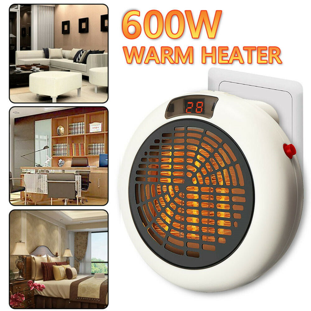 600W Mini Electric Heater, Portable Plug-In Wall Ceramic Winter Warm ...