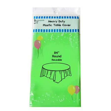 Heavy Duty Terry Cloth - (12-pack) Heavy Duty Plastic Table Covers Tablecloth (Reusable) (Round 84
