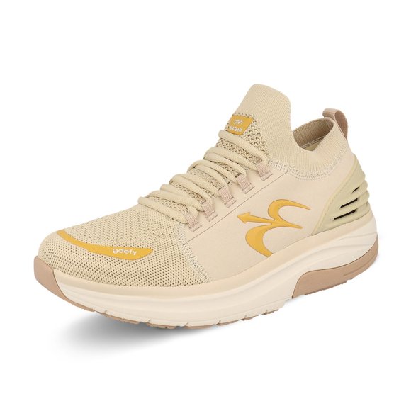 GDEFY Women's MATeeM Cross-Trainer 7 M US - Hybrid VersoShock Performance Pain Relief Comfortable Shoes with Support Beige,Gold