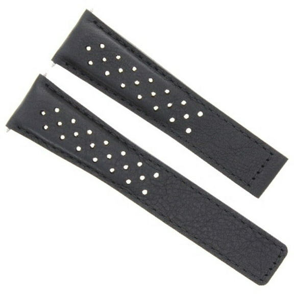 LEATHER WATCH BAND STRAP 22MM FOR TAG HEUER CARRERA MONACO CW2113-0 DEPLOY BLACK