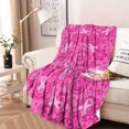 thumbnail image 2 of Pink Ribbon Pattern Round Blanket,Comfortable Soft Flannel Throw Blanket,All Season,Warm Lightweight Blankets for Sofa Bed Couch Living Room Chair 60"x60", 2 of 5