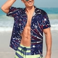 thumbnail image 7 of Sikiie Red White Blue Fireworks 1 Print Men's Hawaiian Shirt, Summer Beach Button Pocket Short Sleeve T-Shirt,Small, 7 of 7