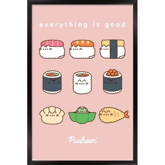 Pusheen: Bento Box - Everything Is Good Sushi Grid Wall Poster, 22.375" x 34" Framed