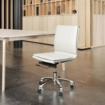 Lider Plus Armless Office Chair White Office Chair, Modern Style, Plush and durable faux leather fabric, Steel, Indoor Office