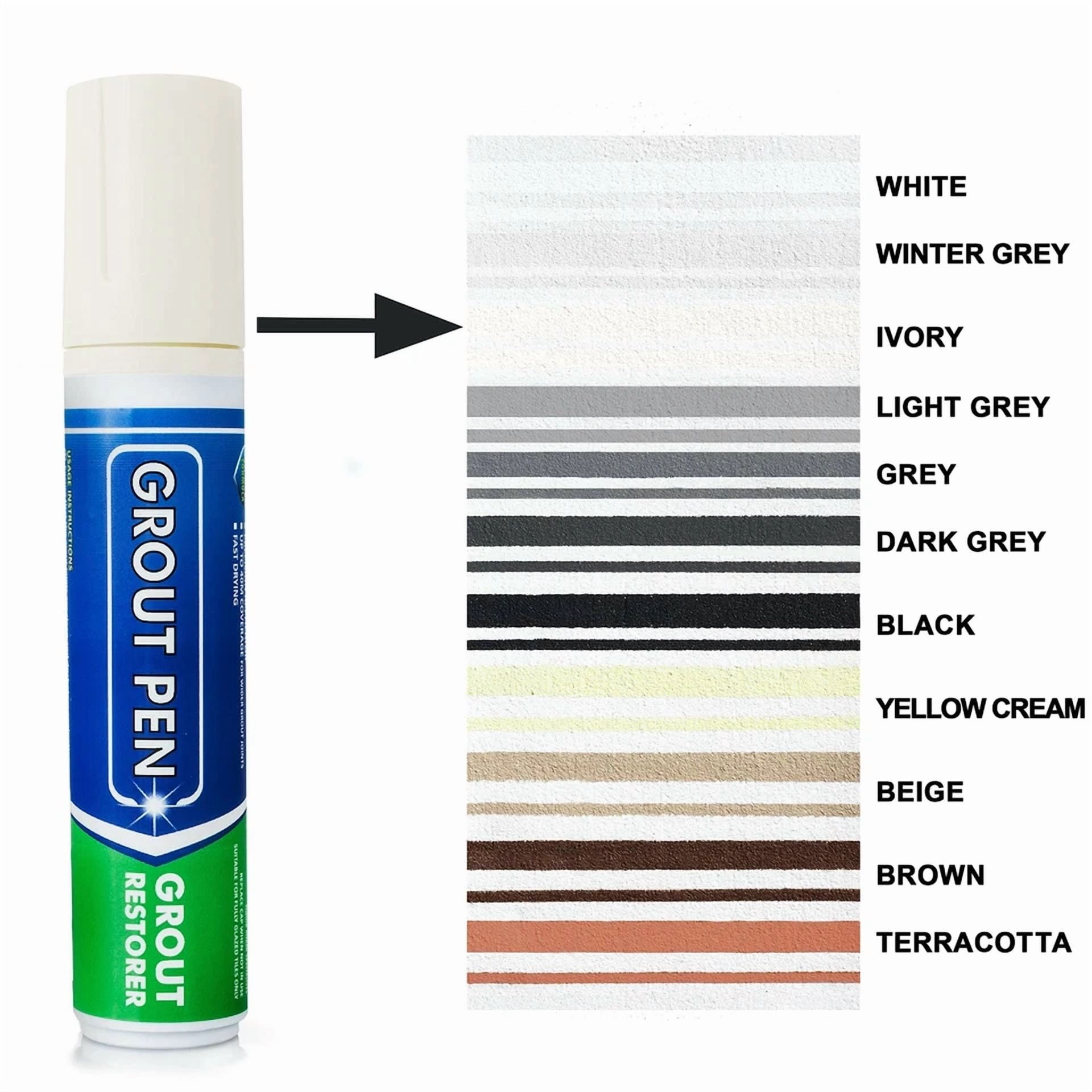 CIRCLE- Grout Pen Ivory Tile Paint Marker: Waterproof Tile Grout Colorant Pen - Wide Tip