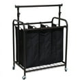 thumbnail image 2 of Oceanstar 3-Bag Metal Rolling Laundry Sorter with Adjustable Hanging Bar, Bronze, 2 of 9