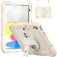 thumbnail image 2 of Case for iPad (A16) 11th Gen 2025/ iPad 10th Gen 10.9 Inch 2022 with Screen Protector, 360 Degree Rotating Kickstand Hand Strap Shockproof Cover with Shoulder Strap, Cream Rose Gold, 2 of 7