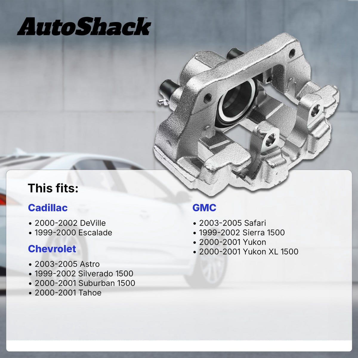 AutoShack Rear Brake Calipers for Chevrolet & GMC, Silverado 1500 1999-2002 Sierra 1500 1999-2002 Tahoe 2000-2001 Astro 2003-2005, AWD RWD 4WD V6 4.3L V8 4.8L 5.3L 6.0L, Left and Right, Pair