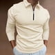 thumbnail image 2 of Camisa informal de manga larga para hombre: cuello vuelto, detalle de cremallera, color liso, poliéster, oficina/ocio, tallas 10-20 (EE. UU.), 2 of 7