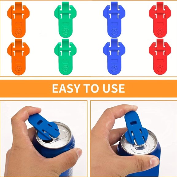 6-Pack Multicolor Soda Can Tab Openers, Reusable Finger-Safe Drink Lifters & Protective Can Handles for Soda, Beer, Energy Drinks, Parties & Outdoor Use
