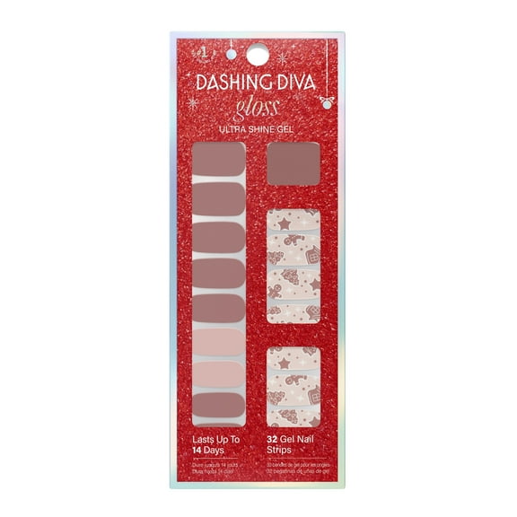 Dashing Diva GLOSS, Gel Nail Polish Strips, Gingerbread Gentleman, Includes 32 strips