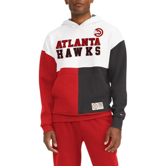 Men's Tommy Jeans White/Red Atlanta Hawks Andrew Split Pullover Hoodie