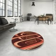 thumbnail image 4 of Ahgly Company Tapis Rond Lavable en Machine Intérieur Transitionnel Orange, 6 Pieds Rond, 4 of 7