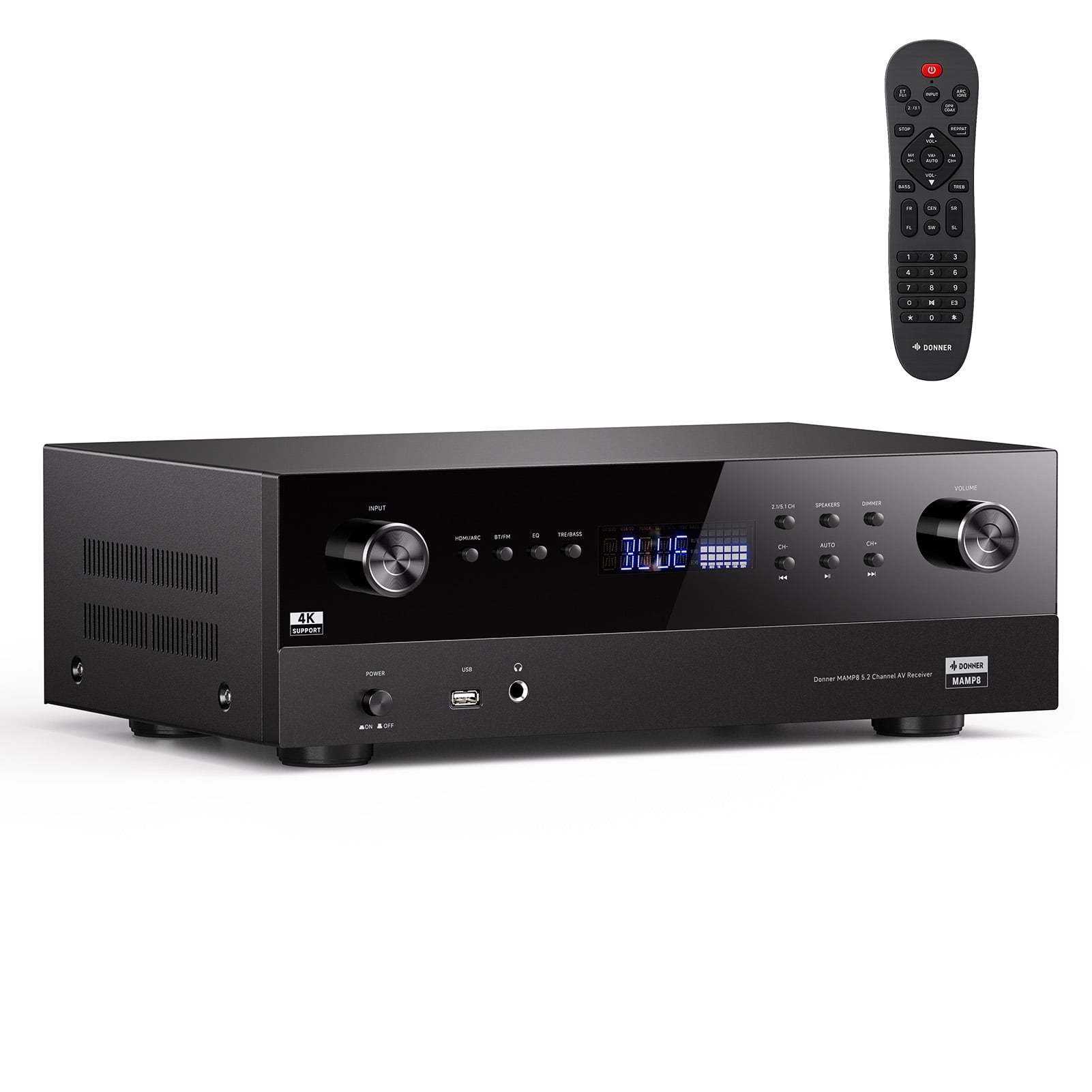 Donner Stereo Receivers 5.2Channel Surround Sound 4K HDR AV Receiver