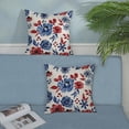 thumbnail image 3 of 4th of July Pillow Covers 18x18 Set of 2 Blue Red Flower Throw Pillows Patriotic Independence Memorial Day Decorative Pillowcase Linen Outdoor Farmhouse Floral Cushion Case for Couch Decor, 3 of 6