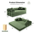 thumbnail image 4 of 5-in-1 Folding Convertible Sofa Bed, 79" Corduroy Floor Couch Futon, Pull-Out Sleeper Loveseat, Modular Boneless Sofa for Living Room & Bedroom, Dark Green, 4 of 7