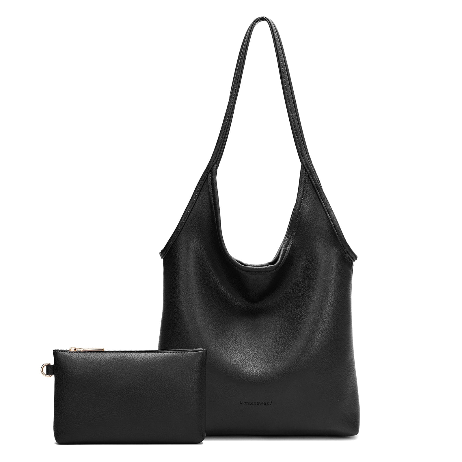 Montana West Slouchy Hobo Bags for Women Soft Designer Shoulder Purses Ladies Top Handle Handbag, Black