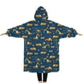 thumbnail image 2 of Oversized Wearable Blanket Hoodie,Cartoon Construction Vehicles Barriers Sherpa Blanket Hoodie with Super Pockets,Super Warm Fuzzy Pullover for Women & Men, 2 of 6