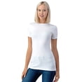 thumbnail image 3 of Simply Fashion Basic Crewneck Short Sleeve T-Shirts - Stretch Cotton Spandex,White,Small, 3 of 5