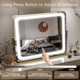 thumbnail image 4 of FENNIO Vanity Mirror with Lights 22"x19", LED Lighted Makeup Mirror, Large Makeup Mirror with Lights, Touch Screen with 3-Color Lighting, 5X Magnification, Dimmable, for Vanity Desk Tabletop, Bedroom, 4 of 7