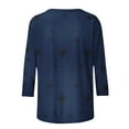 thumbnail image 5 of JTZGDY Fall Womens Tops 3/4 Sleeve Dressy Casual Floral Printed T-Shirts Loose Oversized Basic Crewneck Tunic Blouse Trendy Cotton Pullovers Navy#01 L, 5 of 9