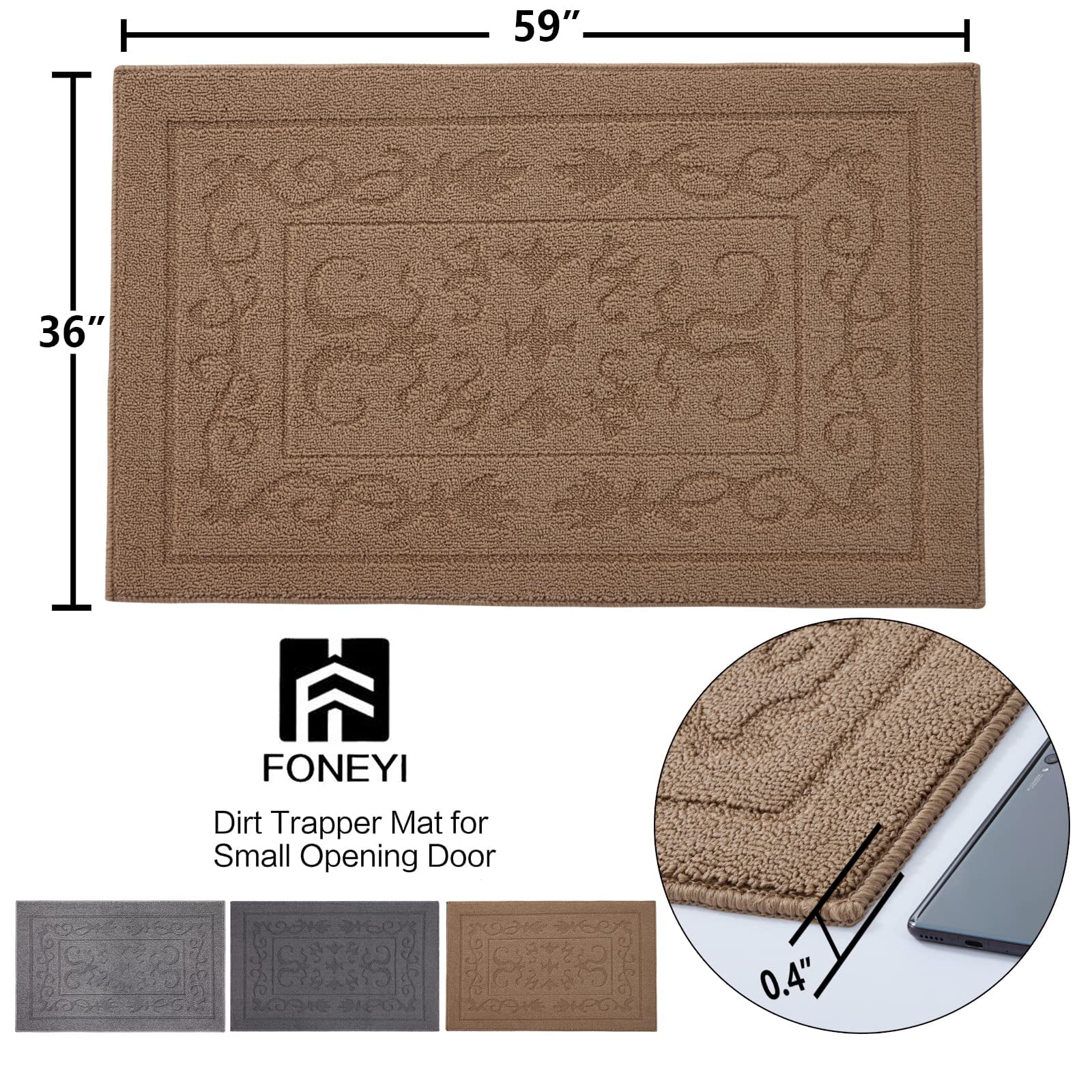 Color G Door Mats Indoor Entrance, Brown Dirt Trapper Shoe Mats for  Entryway, Absorbent Front Door Mat Indoor Non Slip, 32”x47” Entry Rugs for  Inside