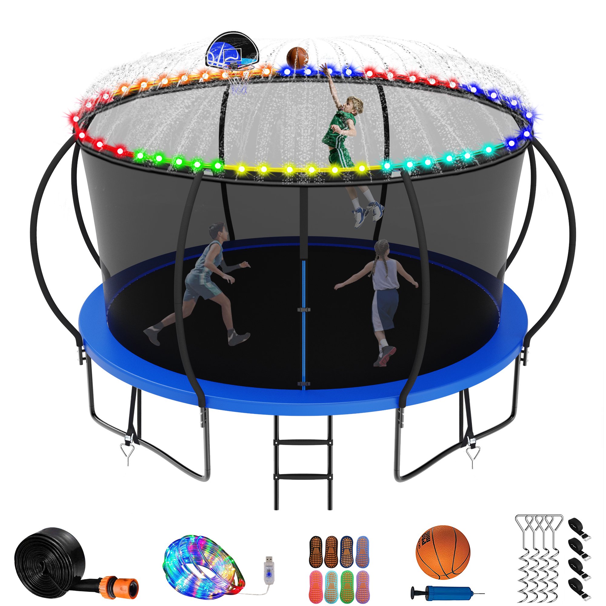 Jump Into Fun Trampoline 14FT 12FT for Adults Kids, 1200LBS Trampoline
