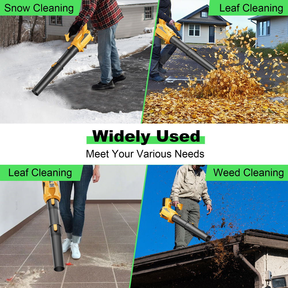 Leaf Blower Cordless with 5 Speed Option, 21V Battery Powered Leaf Blower with 4.0Ah Batteries and Charger, 650CFM Lightweight Blower for Lawn, Patio, Yard, Yellow