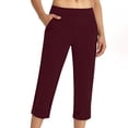 thumbnail image 6 of RYRJJ Womens Capri Pants High Waisted Tummy Control Straight Leg Yoga Capris Leggings with Pockets Crop Workout Summer Pants, 6 of 8