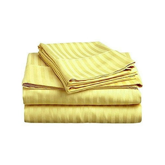 Bedding Series Sleeper Sofa Bed Sheet Set ( Stripe ) Egyptian Cotton 500 Thread Count Yellow ( Queen Size 60"x74"x 5" )